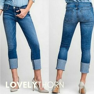 HUDSON // ltd ed dark tally deep cuff crop reverie jeans
